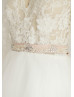 A Line Lace Tulle Full Length Wedding Dress